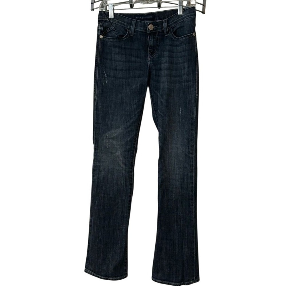 Rock & Republic Kasandra Jeans‎ Womens 6 Rhinestone Bootcut Distressed Blue